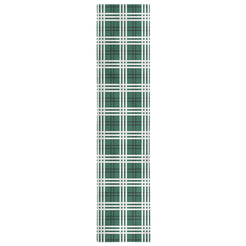 Paid Polyester Table Runner, 72" L x 16" W, Gotham Green/Stealth Black/White
