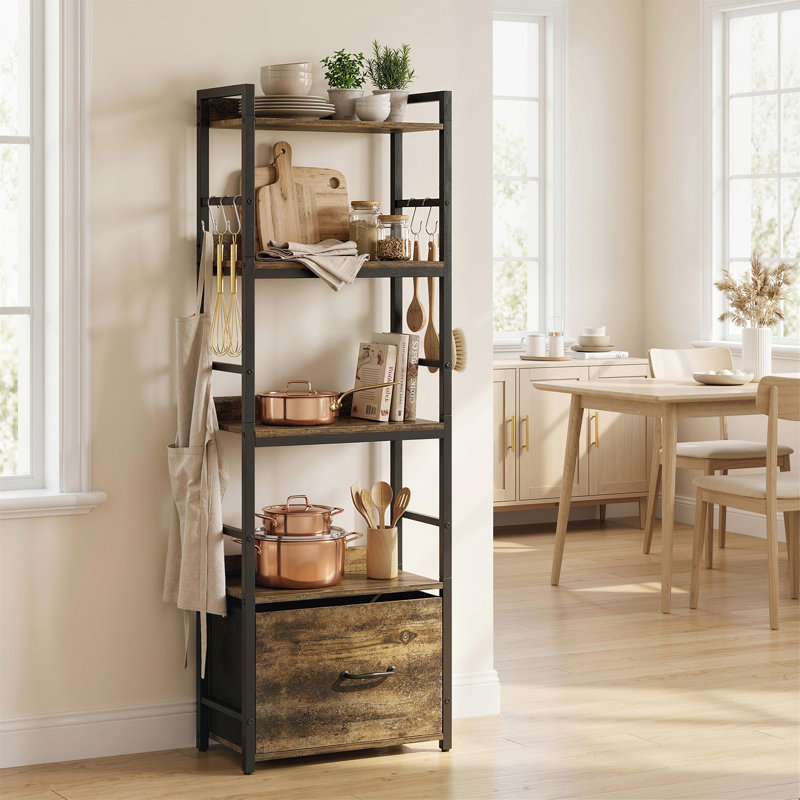 136.5cm H x 38.99cm W Metal Standard Bookcase, Brown