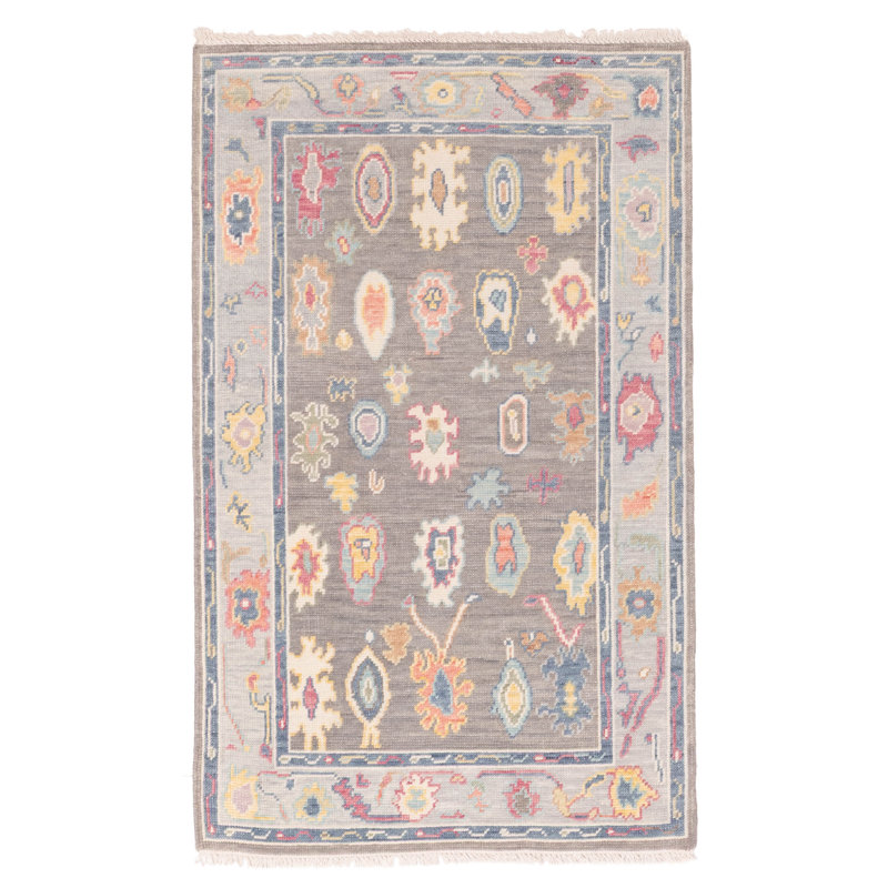 Tapis moderne gris Oushak 3 pi 6 po x 5 pi 8 po
