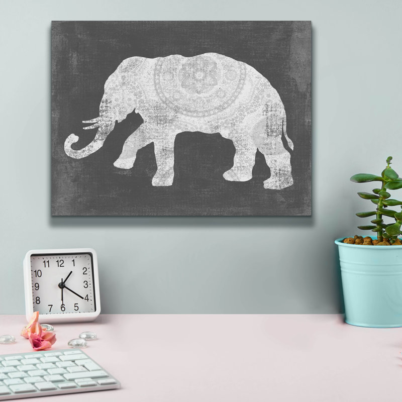 "Epic Graffiti" Silver Raja Elephant 2 "par Sue Schlabach, art mural sur toile, H 12 po x l 16 po x P 0,75 po