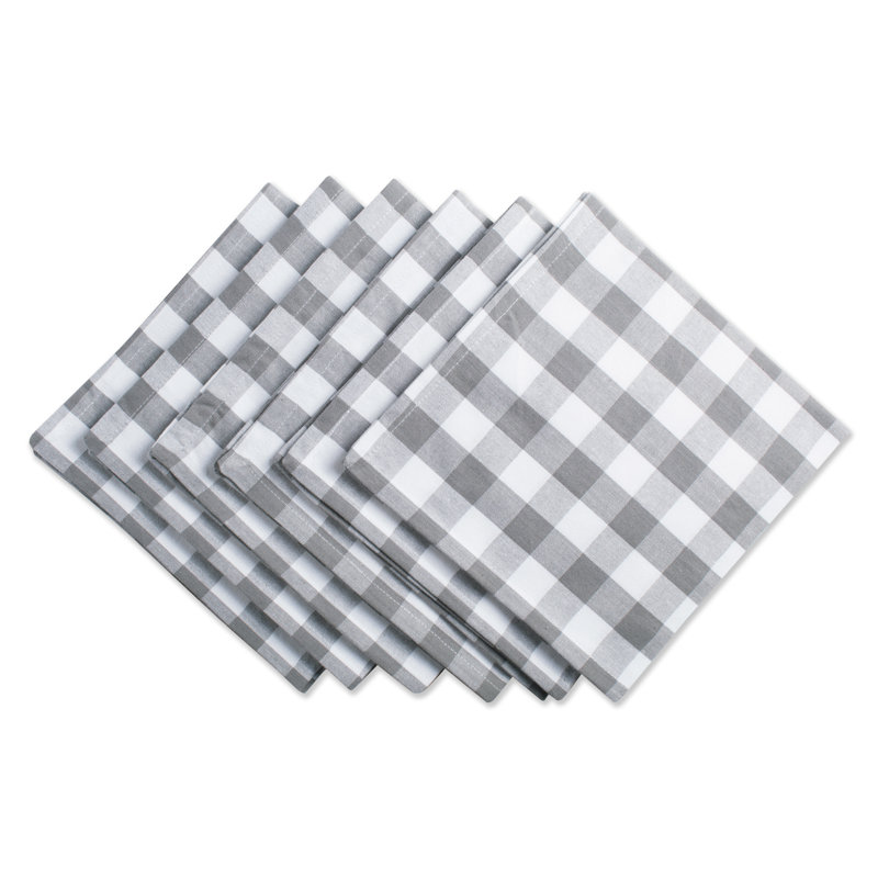 Devia Cotton Geometric Square Napkin, Gray