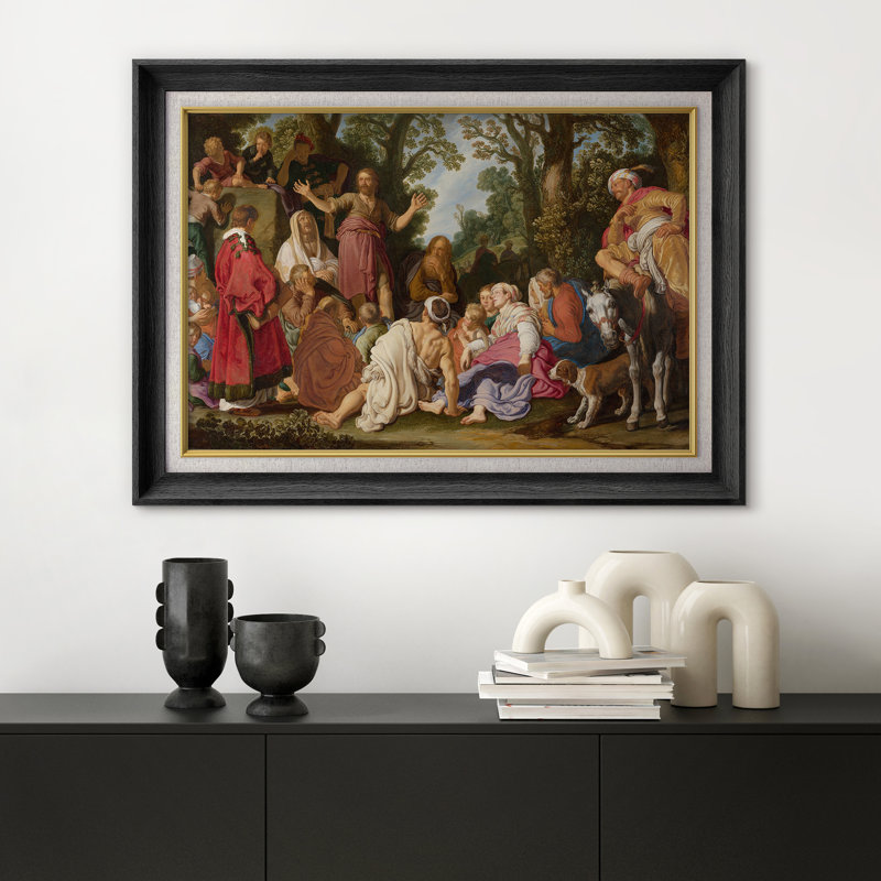 «Jesus Teaching the Crowd», œuvre d'art biblique, images de salon, impression sur toile encadrée., H 26 po x l 36 po