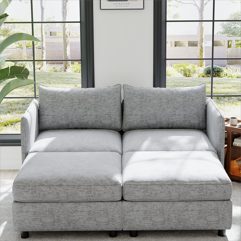 Causeuse-causeuse, canapé-lit de style Mid-Century moderne avec rangement
