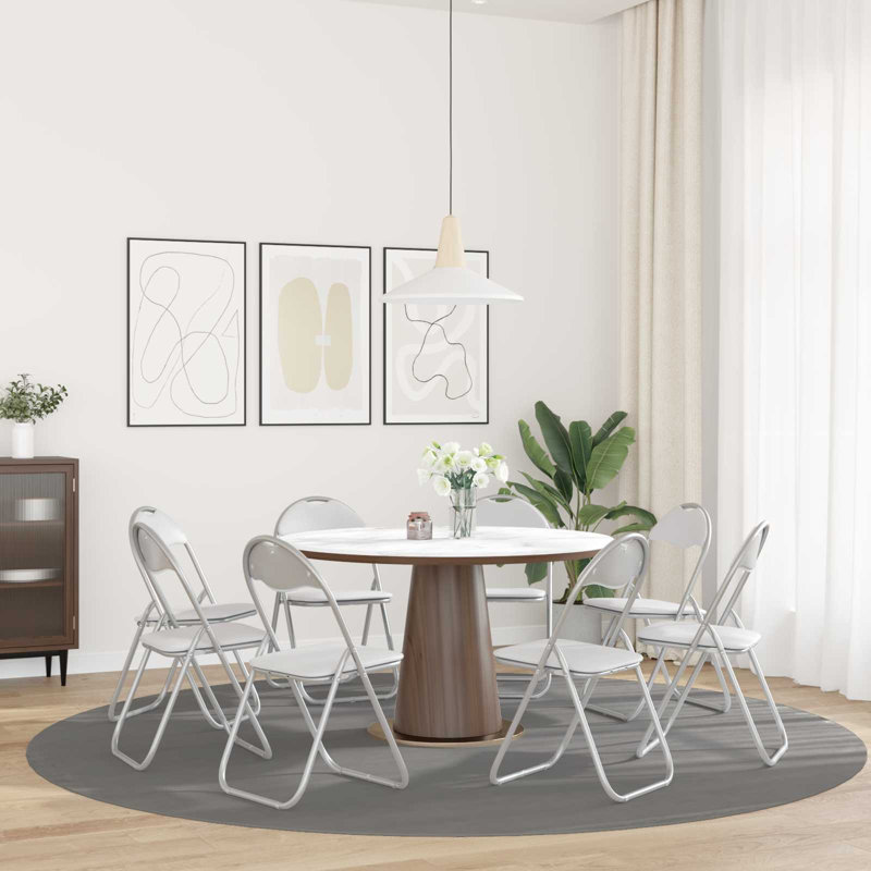 Padded Office Folding Chair Folding Chair Set, White/Grey