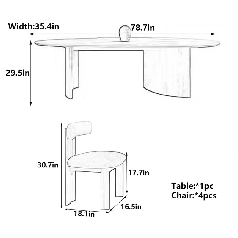Table de salle à manger antique, H 29,5 po x L 78,7 po x l 35,4 po