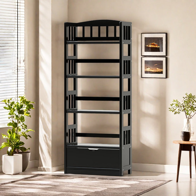 Bibliothèque pratique et de haute qualité, (4 tablettes) H 59,8 po x l 23,6 po x P 11,2 po, Noir