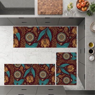 Floral Bohemian Non-Slip Washable Kitchen Mats