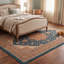Tapis Willow2 traditionnel à médaillon, style persan, bleu sarcelle, or et crème, lavable à la machine, antidérapant, à poils courts, pour l'intérieur et l'extérieur, adapté aux animaux domestiques, idéal pour le salon, la chambre, la salle à manger, l'entrée, le couloir ou le bureau.-317719169