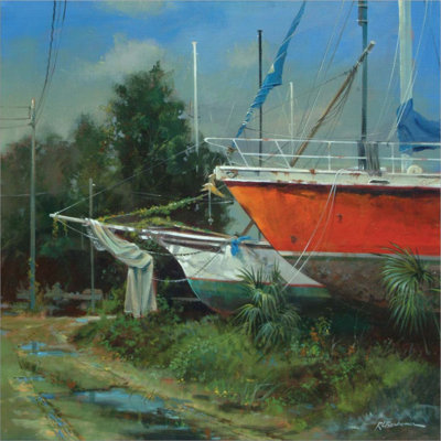 «Boat Yard On Riberia Street» par Roger Bansemer, art mural sur toile