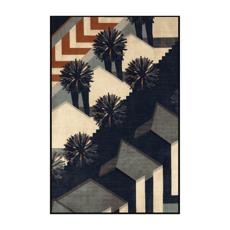 Soft Plush Eldert Cheer Squad Performance Preppy Geometric Area Rug in Gray – Black Binding, 7x9