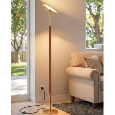 Lampe torchère en bois à DEL avec télécommande, intensité variable 3000LM, hauteur de 69 po, température de couleur 2700K-6500K, minuterie de 1 heure, éclairage attrayant, pour le salon, la chambre à coucher et le bureau