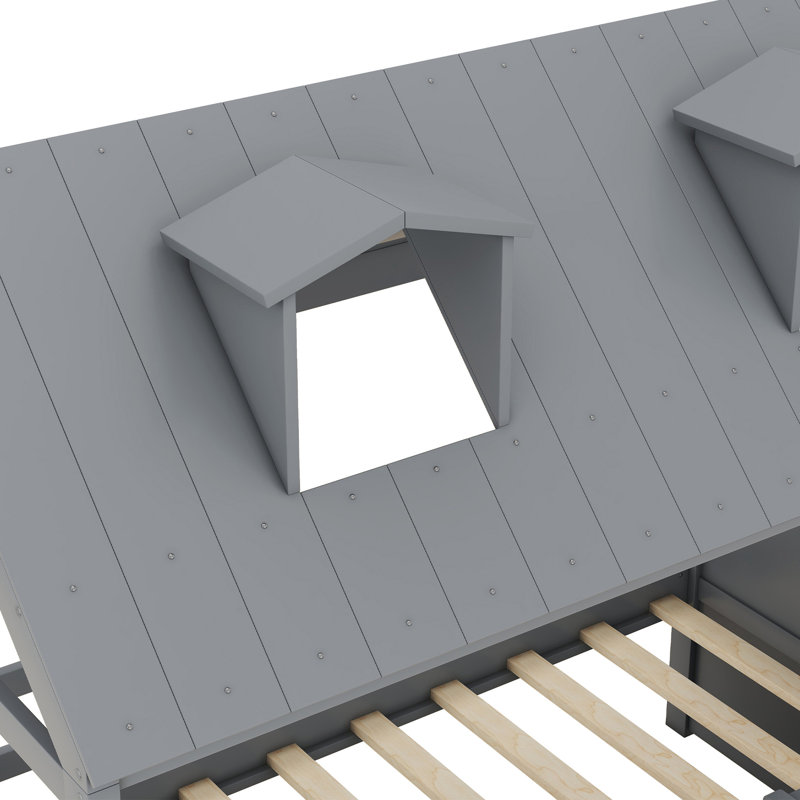 Structure de lit simple en bois, Gris, Lit simple