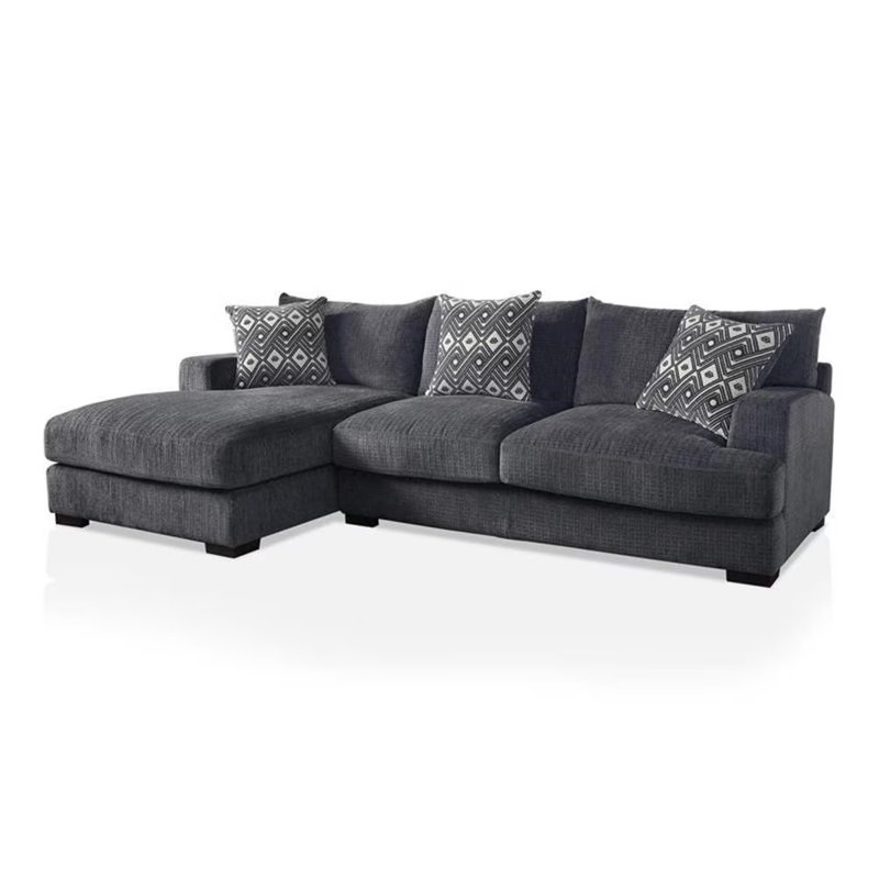 Canapé modulaire en L 115,4 po, gris, Face à la gauche