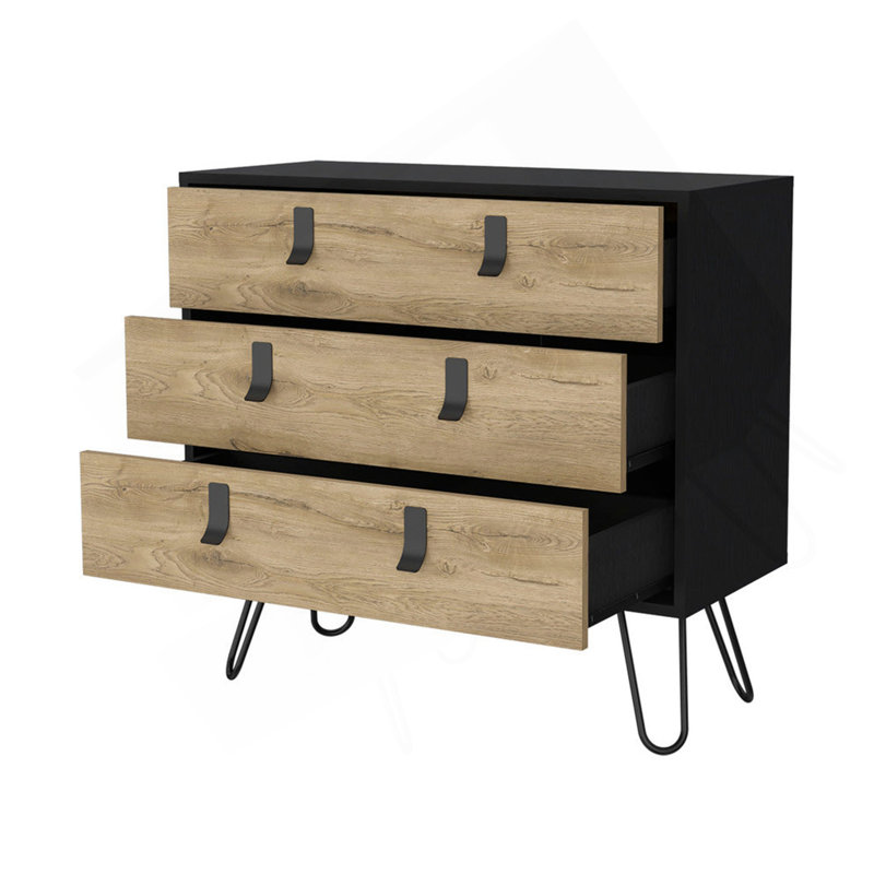 Commode 3 tiroirs Wengé et Macadamia, Wengé