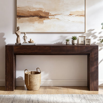 63-Inch Farmhouse Console Table - Rectangular Sofa Table Behind Couch, Entryway Table For Foyer, Hallway, Living Room