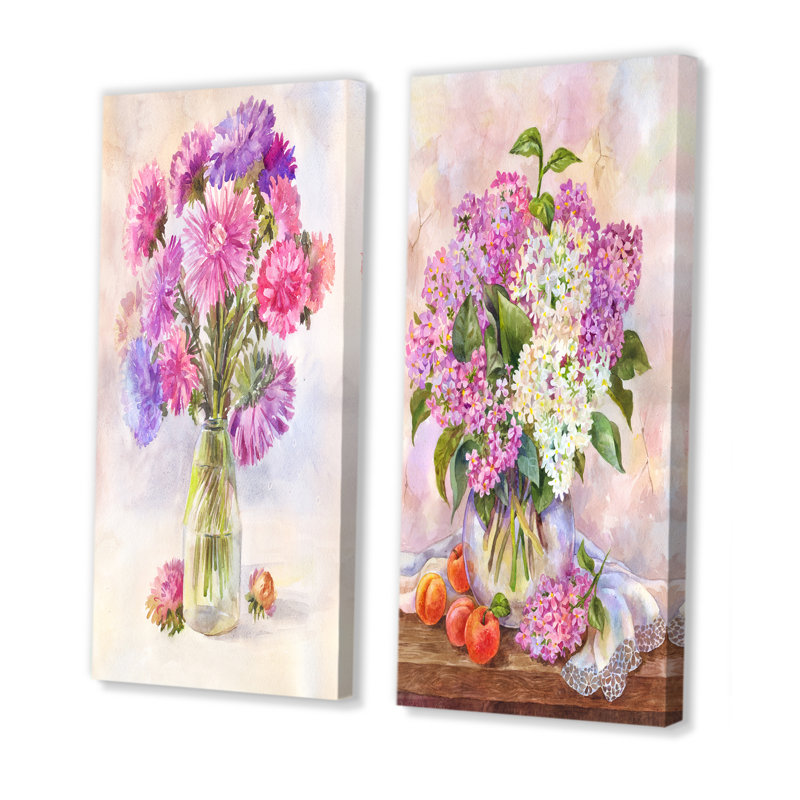 «Still Life with Pastel Lilac Bouquet», ensemble de 2 photographies sur toile, H 20 po x l 24 po x P 1 po, Toile tendue