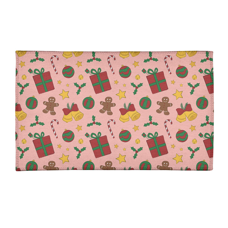 Tapis rouge/vert/jaune fait main, Rectangle 3 pi x 5 pi