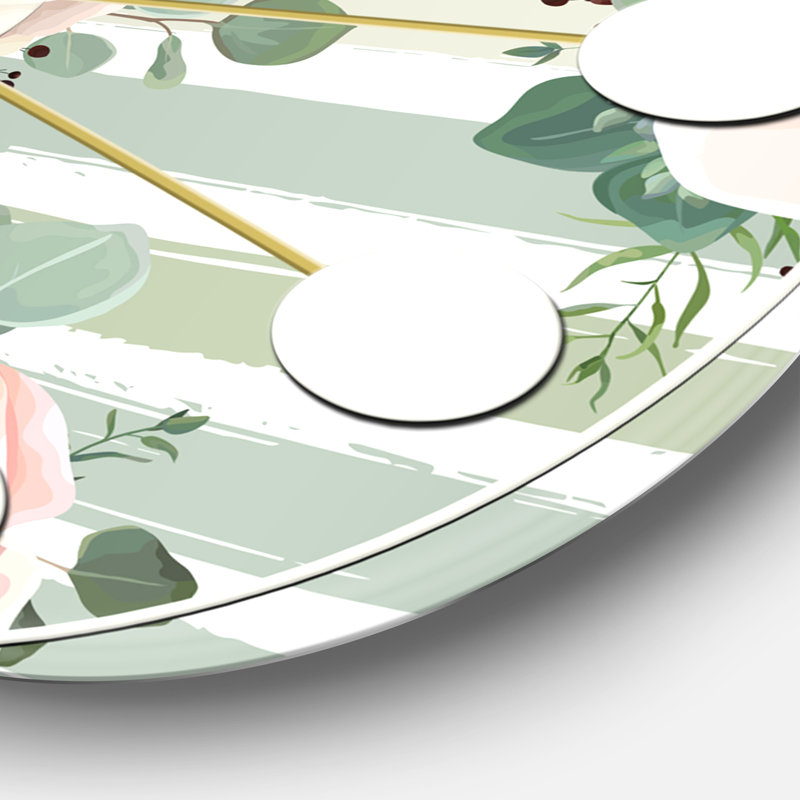 Motif floral rétro II - horloge murale moderne Mid-Century, Grand