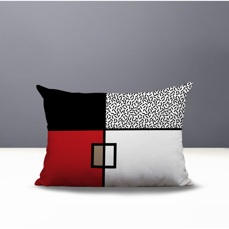 Coussin lombaire réversible intérieur / extérieur Looma, Rectangle H 14 po x l 20 po, Rouge
