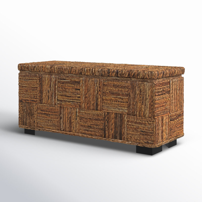 Castiel Abaca Flip Top Storage Bench, Brown