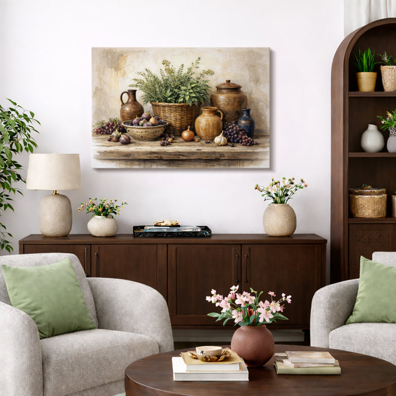Rustic Harvest Artwork Farmhouse Kitchen Pictures Framed Canvas Giclee Print Wall Art, Wrapped Canvas, 32" H x 48" W x 1.5" D