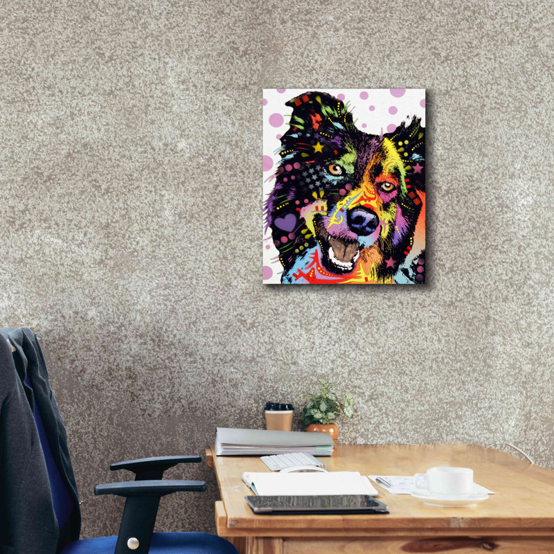 «Border Collie 1» par Dean Russo, estampe numérique sur toile, H 24 po x l 20 po x P 0,75 po