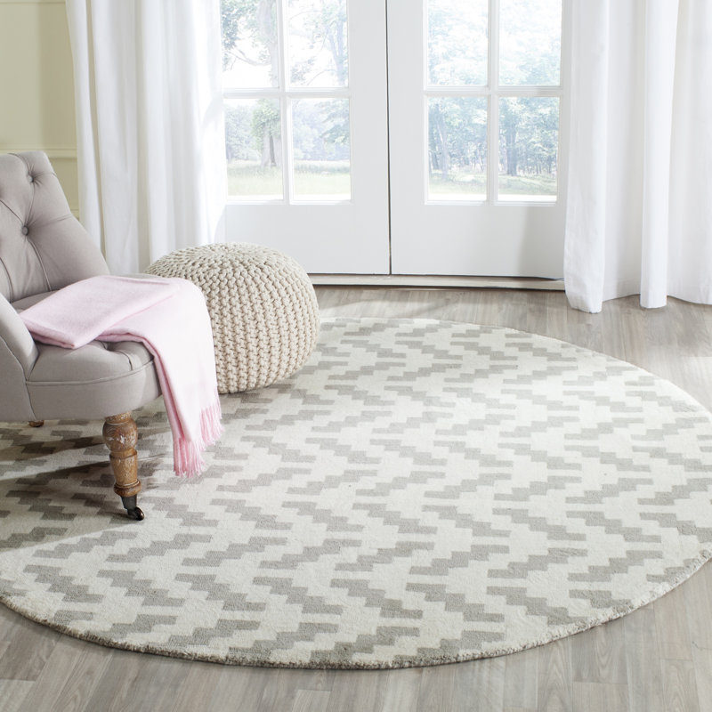 Sanyla Hand Tufted Wool Chevron Rug, Round 6'