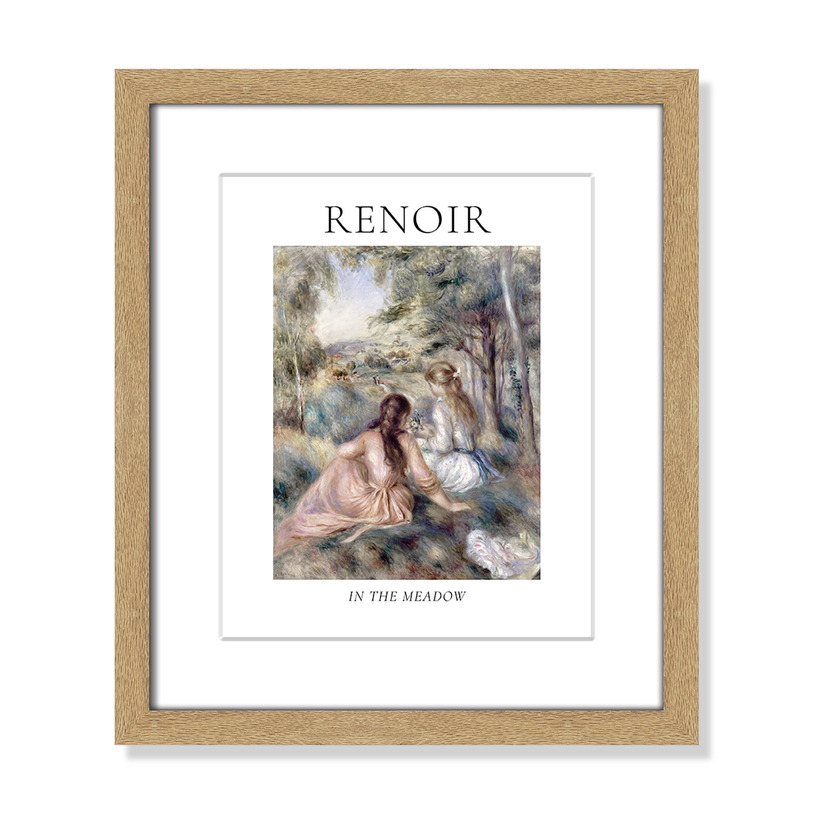 Old Masters Collection "In the Meadow" Print, Yes, 15" H x 13" W x 1.25" D, Natural Single Picture Frame