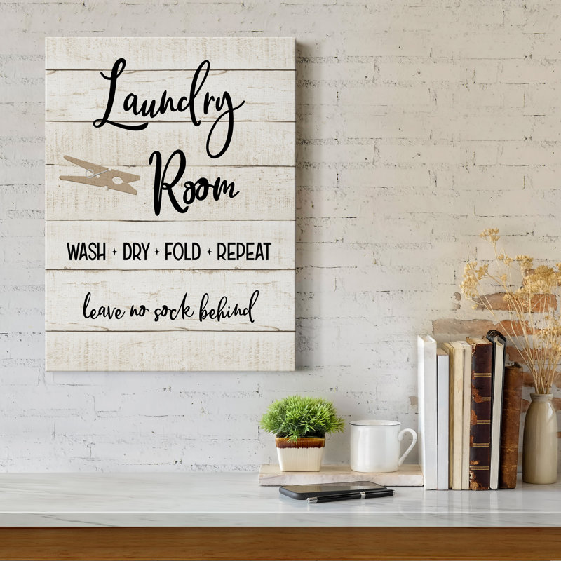 Laundry Laundry I - reproduction d'art textuel sur toile tendue, H 12 po x l 8 po x P 1 po