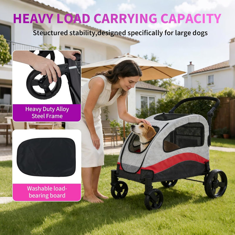 Foldable Pet Stroller, Red