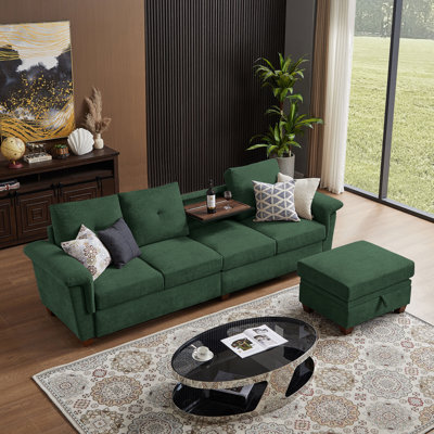 Canapé modulaire à 4 places 108,66 po avec table basse cachée et grand espace de rangement Lavaeh