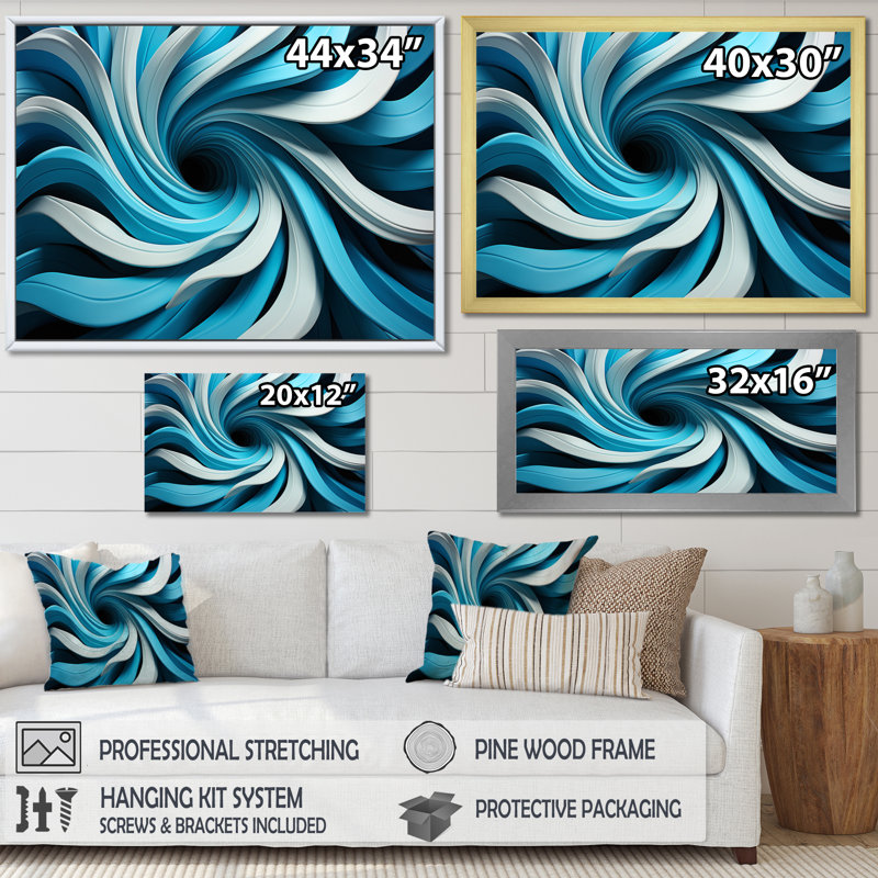Op Blue Focus VII sur toile, Cadre flottant noir, H 30 po x l 40 po x P 1,5 po