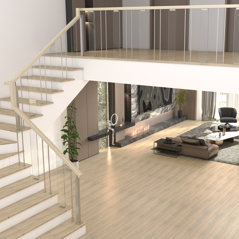 39 1/2 po x 6 po Panneau d'escalier en verre transparent Lucid, support brossé, H 39,5 po x l 6 po x P 0,39 po
