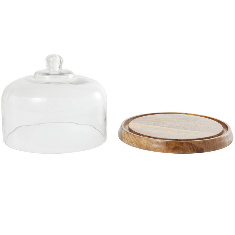 Bois de manguier décoratif avec cloche en verre, Chêne