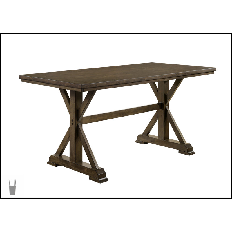 Ensemble de salle à manger 7 pièces à hauteur de comptoir avec table magnifiquement conçue, base robuste en tréteaux et chaises rembourrées pour un charme naturel