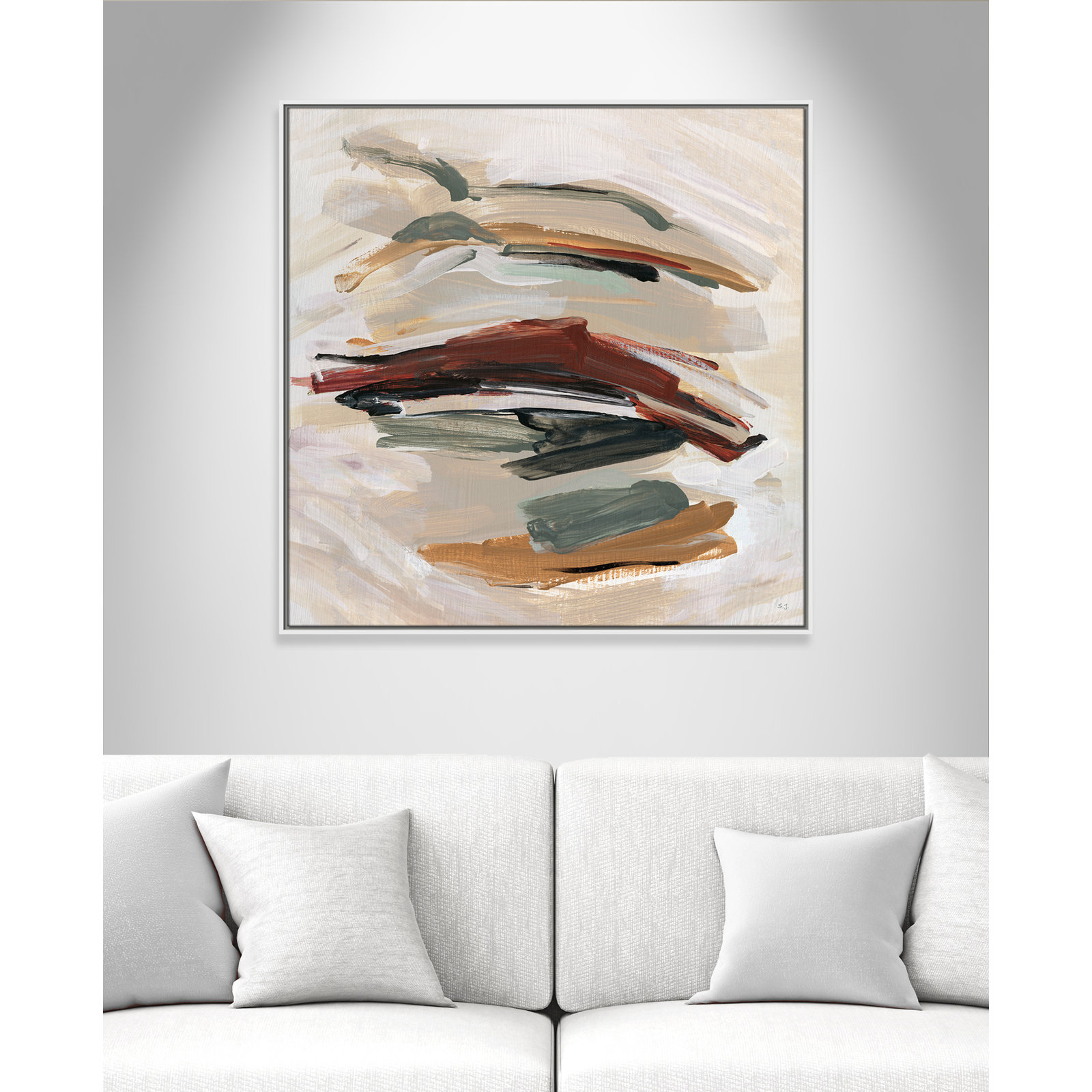 Carmina "Spring Shadows" Painting by Susan Jill, 37.5" H x 37.5" W, White 