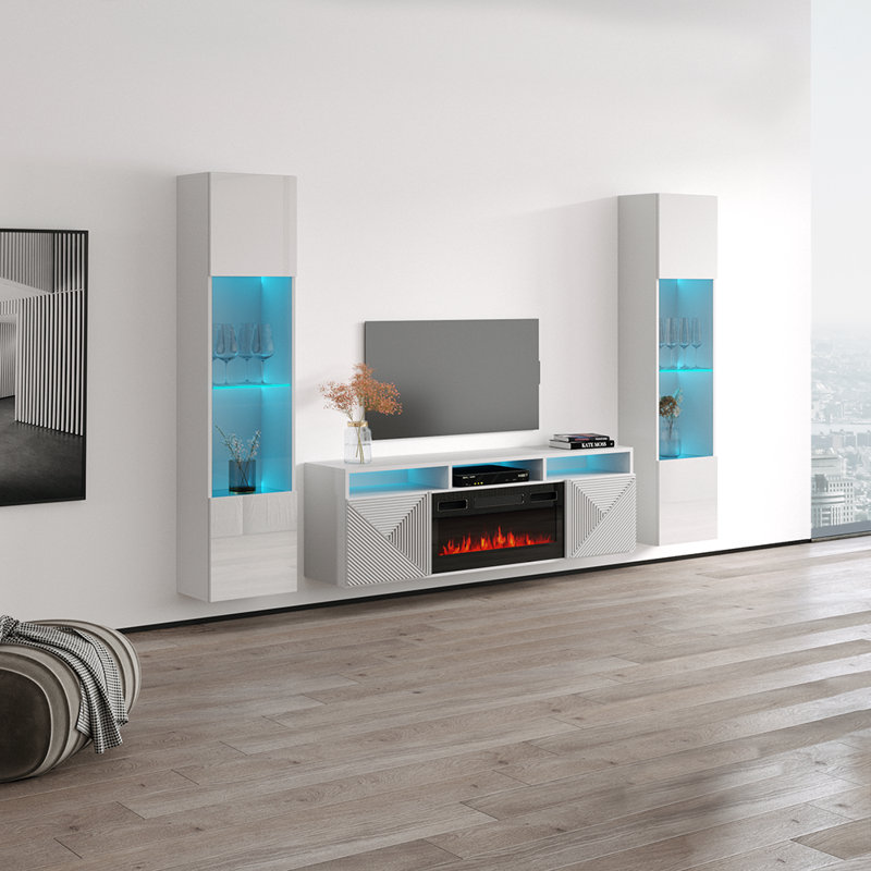 Meuble audio-vidéo flottant blanc Gizeh, Blanc