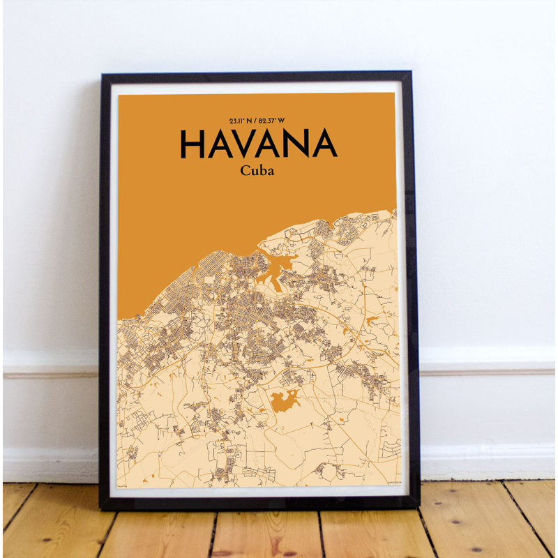 Havana City Map - No Frame Print, 50.8 cm H x 40.6 cm W x 0.1 cm D