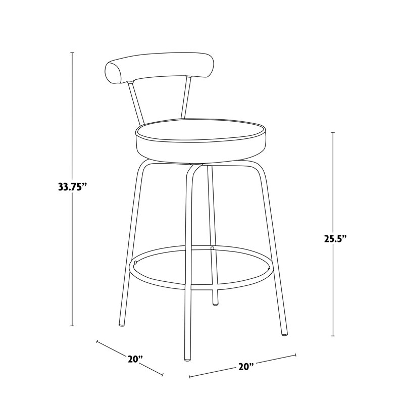 Rhonda 26" Fixed-Height Counter Stool - Set of 2, Black