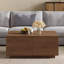 Table basse carrée avec rangement robuste à 4 tiroirs, table de style Mid-Century moderne, en noyer-1152513823