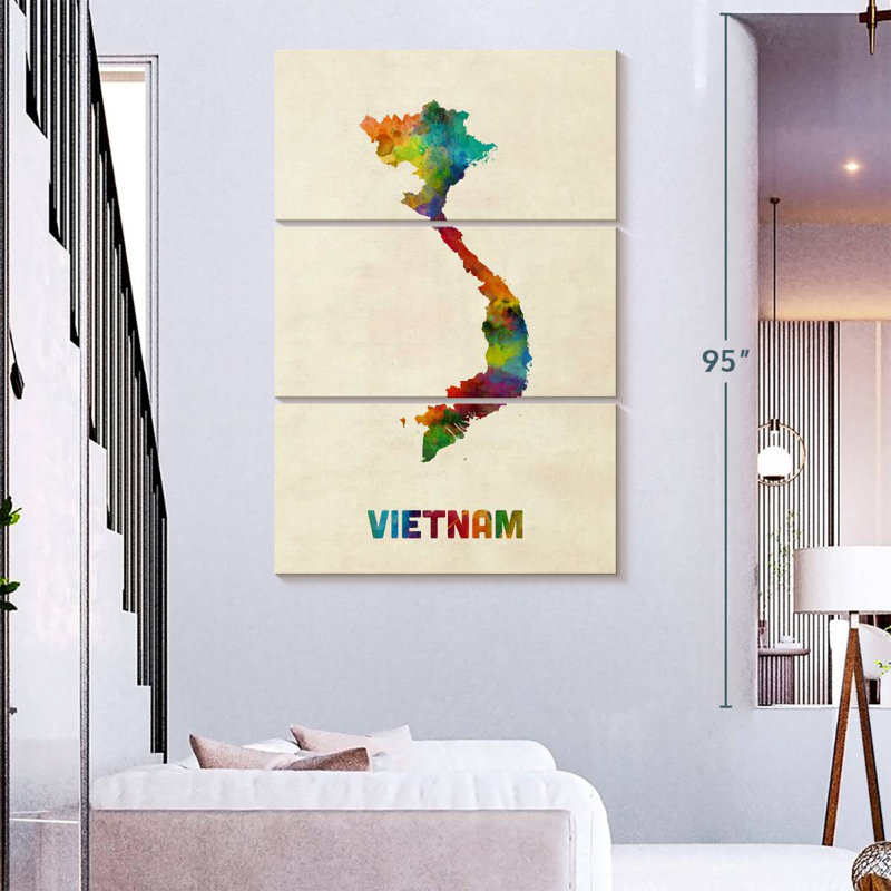 Carte d'aquarelle Aliaz Vietnam II, H 74 po x l 48 po