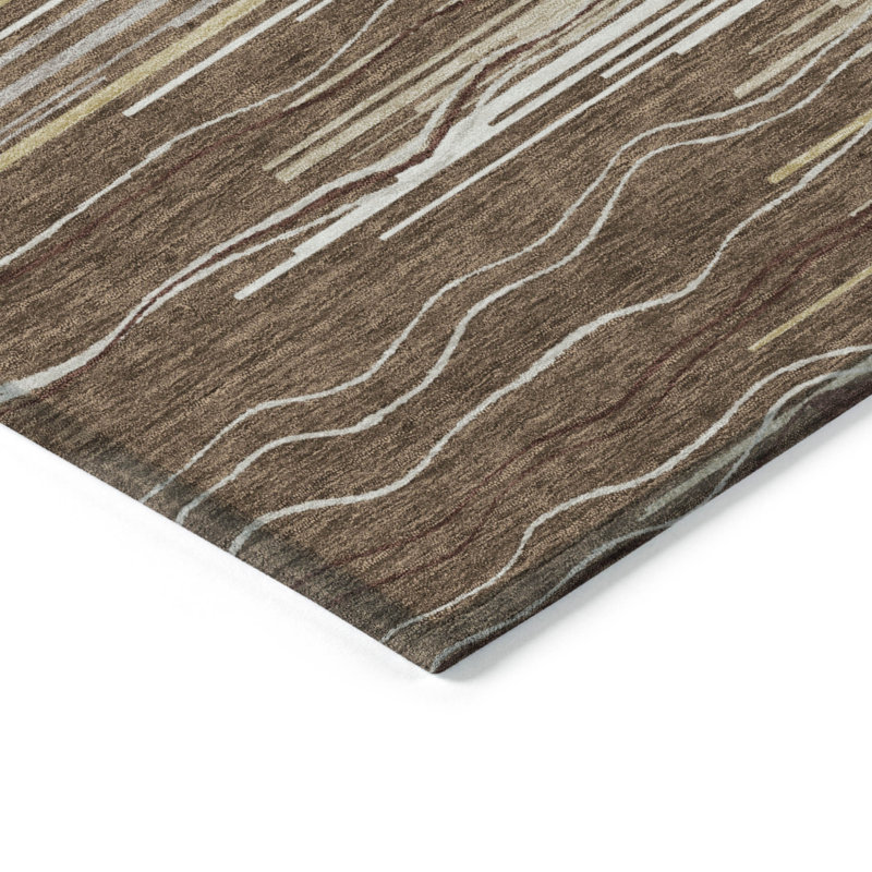 Tapis intérieur lavable rayé beige et ivoire 3 pi x 5 pi