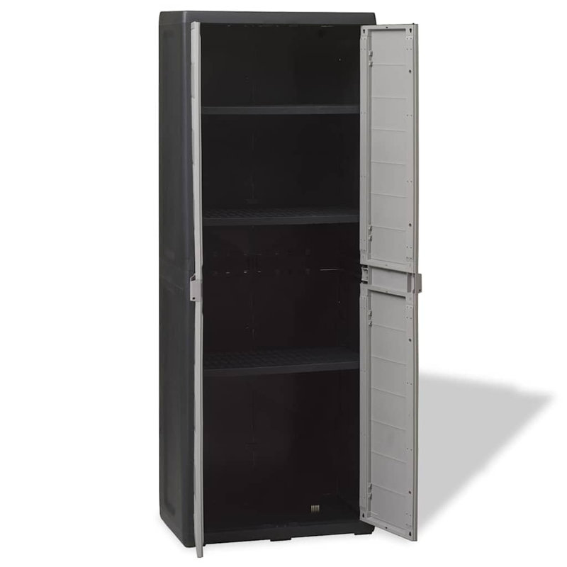 Plastic Single Storage Cabinet ( 171cm H x 65cm W x 38cm D), Black/Grey