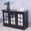 Armoire de rangement polyvalente avec portes en miroir en acrylique, tablettes réglables pour le salon et la salle à manger, finition décorative noire