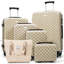 6-Piece Hardside Luggage Set with TSA Lock, 14/16/20/24/28 Inch ABS Spinner Suitcase Set with Expandable Travel Duffel Bag, 360° Smooth Rolling Wheels, Adjustable Handle (khaki)