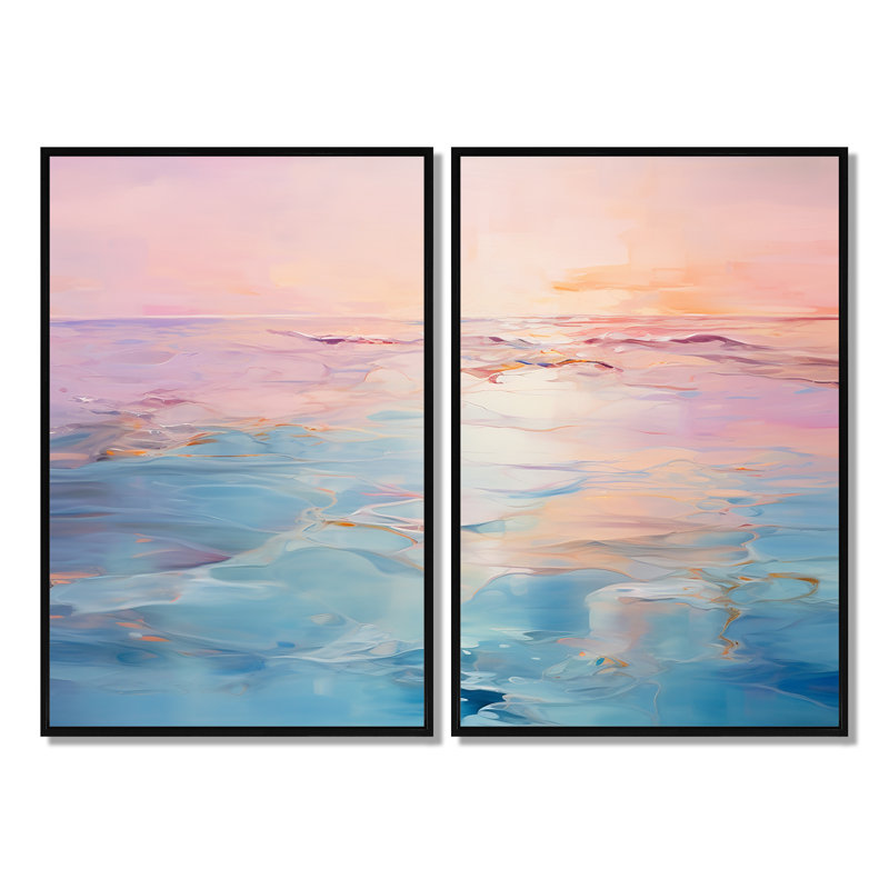 Rambo - Coastal Coastal Waves, art mural, 36" H x 48" W, Impression encadrée flottante, Black