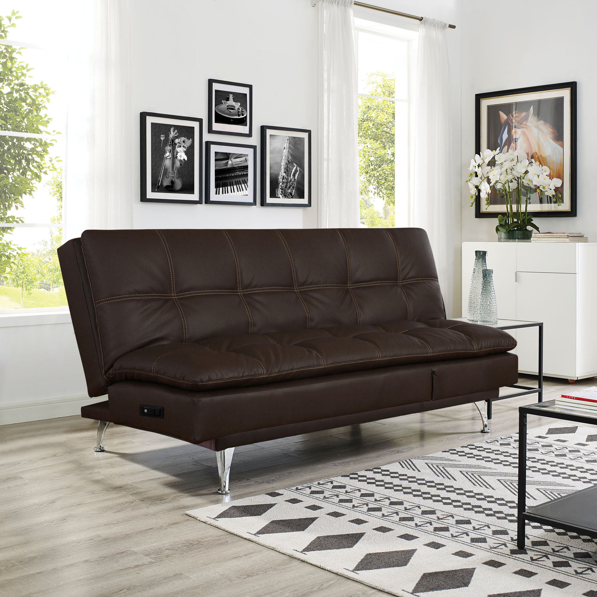 Serta Marie 78.9'' Faux Leather Tufted Convertible Sleeper Sofa & Reviews