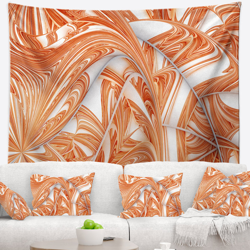 Tapisserie abstraite à motif fractal d'hiver brun, H 32 po x l 39 po