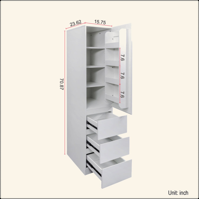 Grande armoire de rangement pour garde-manger - Garde-manger moderne minimaliste avec portes, tablettes et tiroirs, Blanc