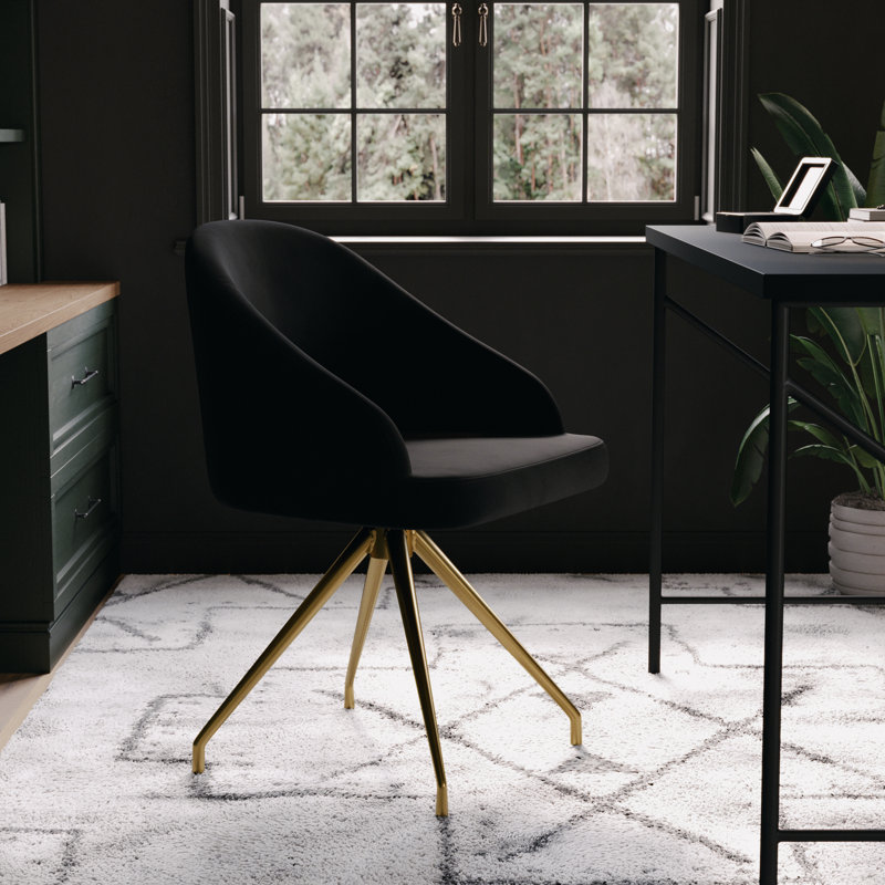Chaise de bureau Martha Stewart Sora, Laiton poli, Noir